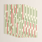Interrupted Lines Midcentury Modern Christmas Pattern in Olive Green, Retro Xmas Red, and Cream Wrapping Paper Gallery Image 3