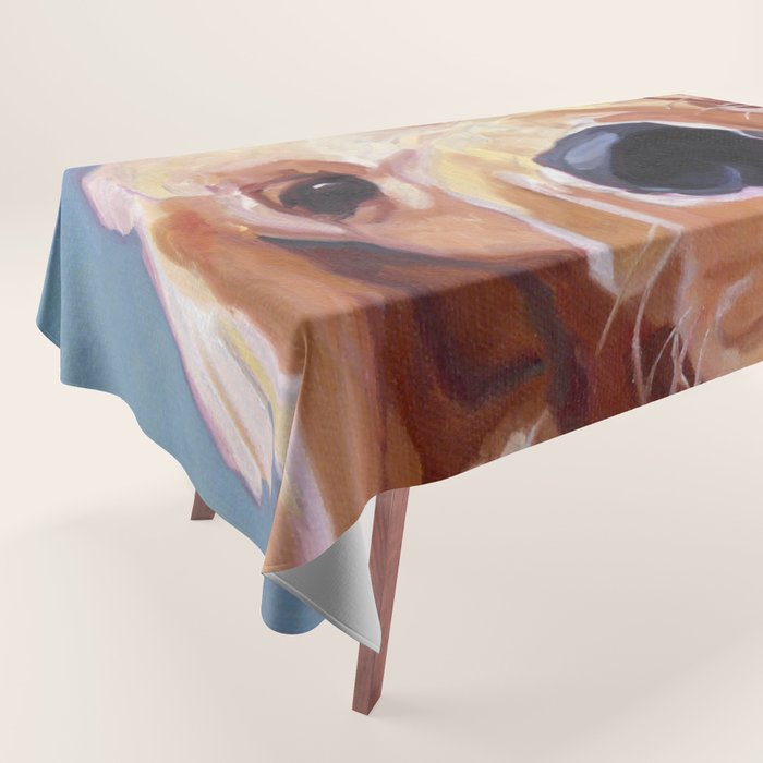 Golden Retriever Puppy Original Oil Painting Tablecloth Gallery Image 1