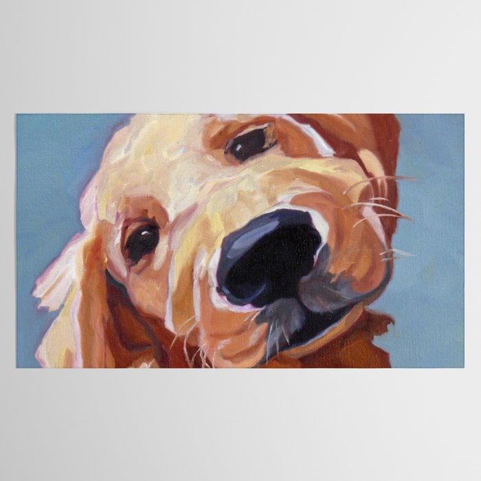 Golden Retriever Puppy Original Oil Painting Tablecloth Gallery Image 2