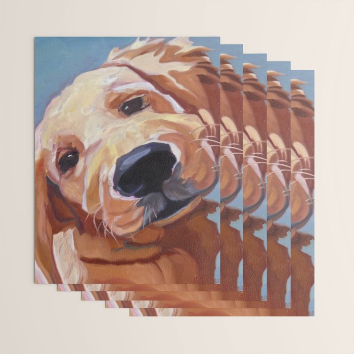 Golden Retriever Puppy Original Oil Painting Wrapping Paper Gallery Image 3