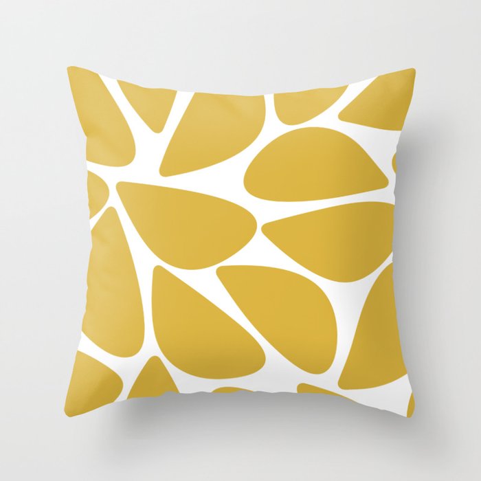 Riverbed Stones Minimalist Abstract Pattern in Light Mustard Yellow and White Throw Pillow Gallery Image 1