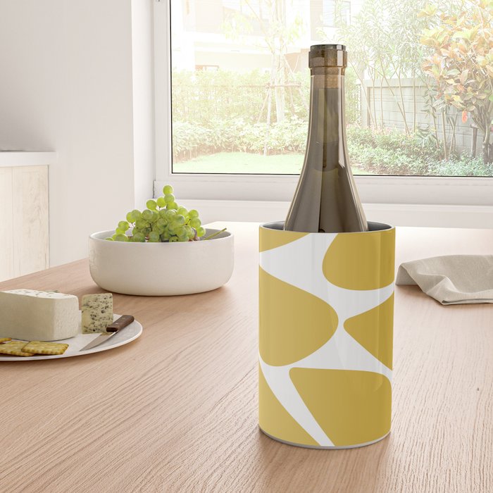 Riverbed Stones Minimalist Abstract Pattern in Light Mustard Yellow and White Wine Chiller Gallery Image 4