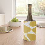 Riverbed Stones Minimalist Abstract Pattern in Light Mustard Yellow and White Wine Chiller Gallery Image 4