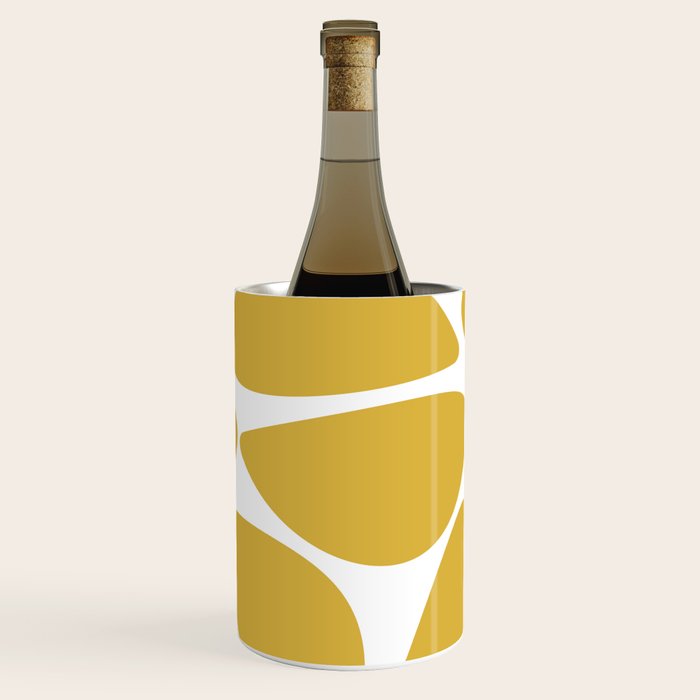 Riverbed Stones Minimalist Abstract Pattern in Light Mustard Yellow and White Wine Chiller Gallery Image 3