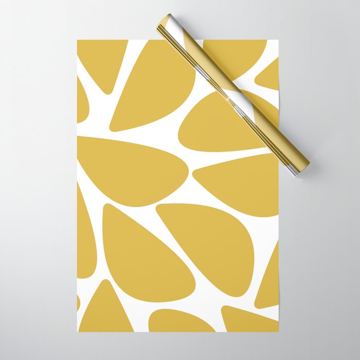 Riverbed Stones Minimalist Abstract Pattern in Light Mustard Yellow and White Wrapping Paper Gallery Image 1