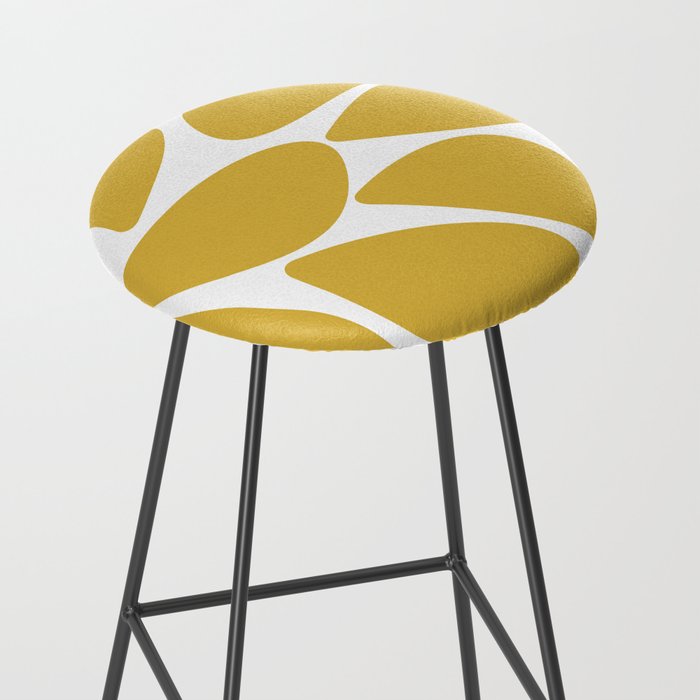Riverbed Stones Minimalist Abstract Pattern in Light Mustard Yellow and White Stool Gallery Image 2