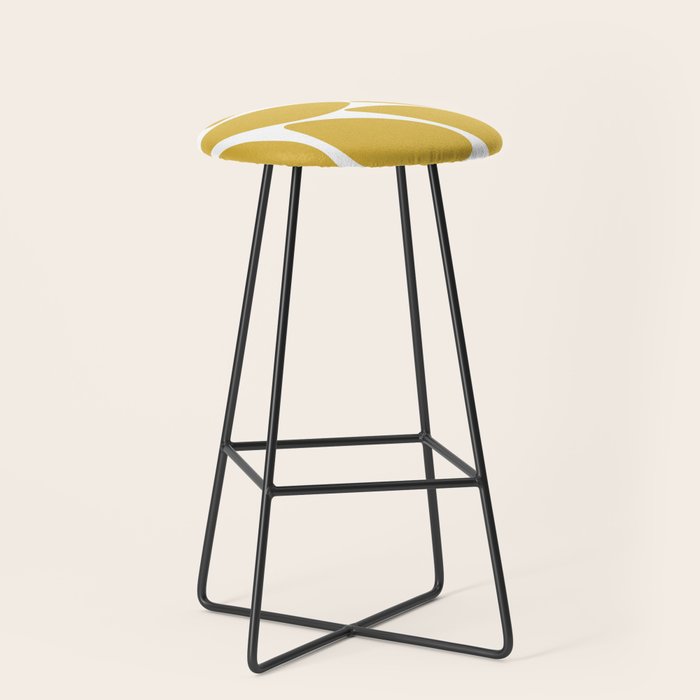 Riverbed Stones Minimalist Abstract Pattern in Light Mustard Yellow and White Stool Gallery Image 1