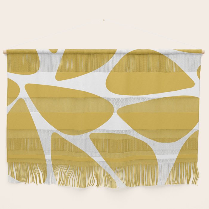 Riverbed Stones Minimalist Abstract Pattern in Light Mustard Yellow and White Wall Hanging Gallery Image 1