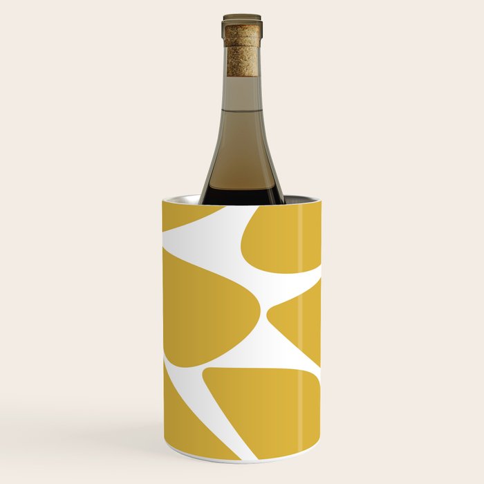 Riverbed Stones Minimalist Abstract Pattern in Light Mustard Yellow and White Wine Chiller Gallery Image 1