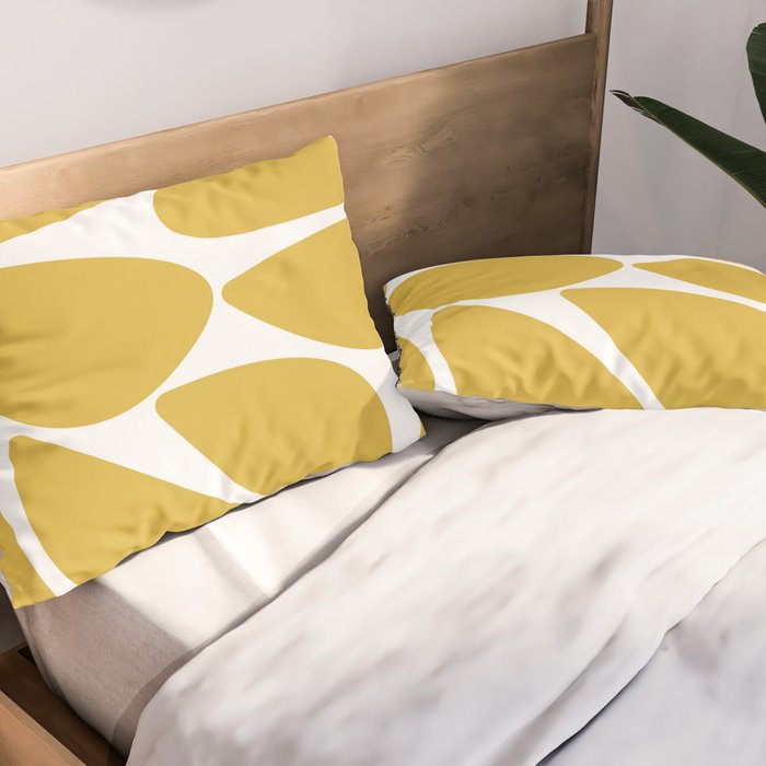 Riverbed Stones Minimalist Abstract Pattern in Light Mustard Yellow and White Pillow Sham Gallery Image 2