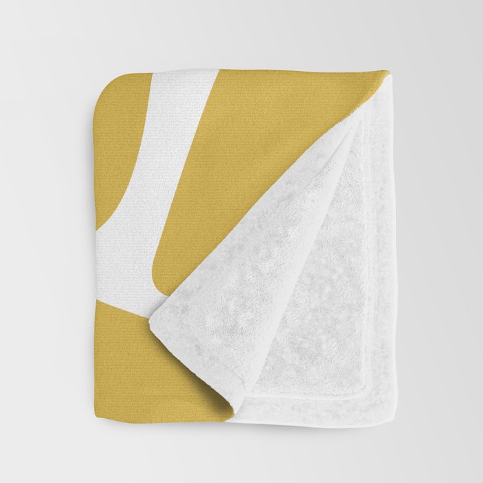 Riverbed Stones Minimalist Abstract Pattern in Light Mustard Yellow and White Throw Blanket Gallery Image 3