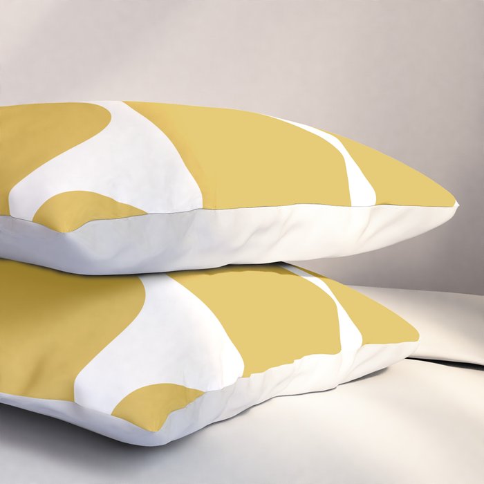 Riverbed Stones Minimalist Abstract Pattern in Light Mustard Yellow and White Pillow Sham Gallery Image 3