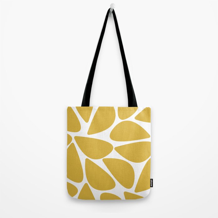 Riverbed Stones Minimalist Abstract Pattern in Light Mustard Yellow and White Tote Bag Gallery Image 2