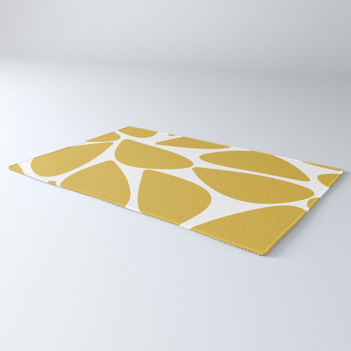 Riverbed Stones Minimalist Abstract Pattern in Light Mustard Yellow and White Rug Gallery Image 3