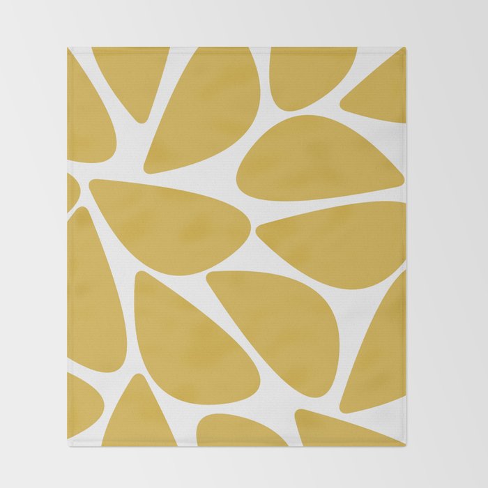 Riverbed Stones Minimalist Abstract Pattern in Light Mustard Yellow and White Throw Blanket Gallery Image 2