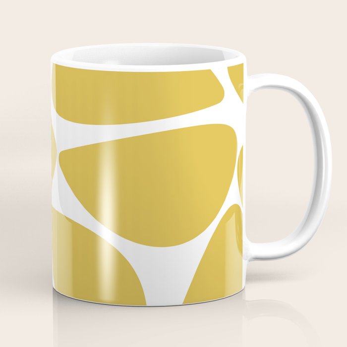 Riverbed Stones Minimalist Abstract Pattern in Light Mustard Yellow and White Coffee Mug Gallery Image 1