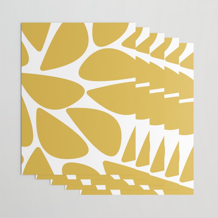 Riverbed Stones Minimalist Abstract Pattern in Light Mustard Yellow and White Wrapping Paper Gallery Image 3