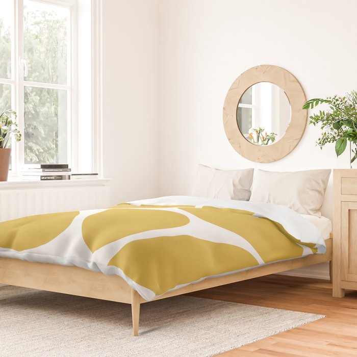 Riverbed Stones Minimalist Abstract Pattern in Light Mustard Yellow and White Duvet Cover Gallery Image 2