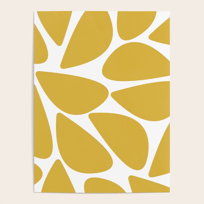 Riverbed Stones Minimalist Abstract Pattern in Light Mustard Yellow and White Poster Gallery Image 4