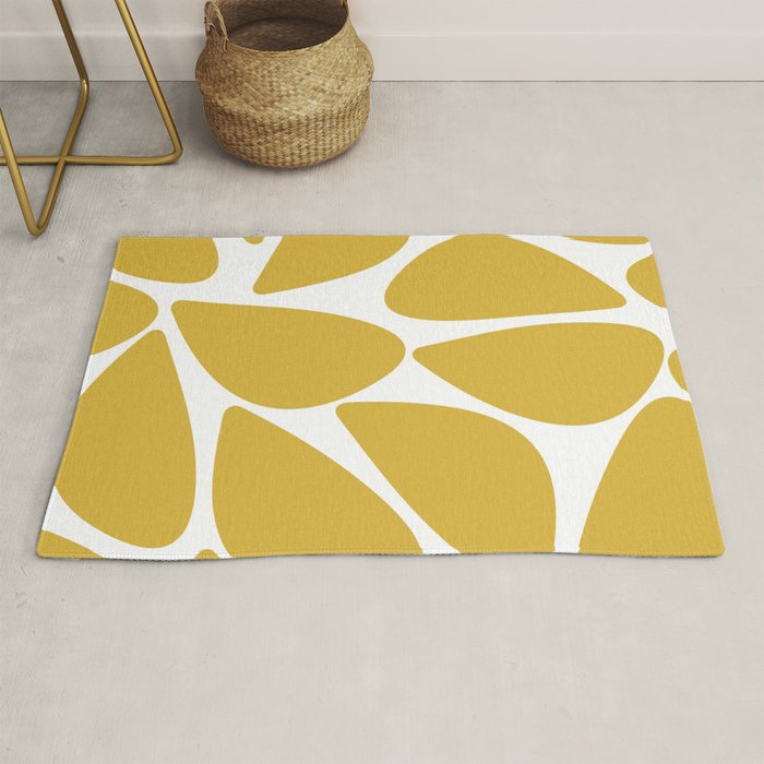 Riverbed Stones Minimalist Abstract Pattern in Light Mustard Yellow and White Rug Gallery Image 1