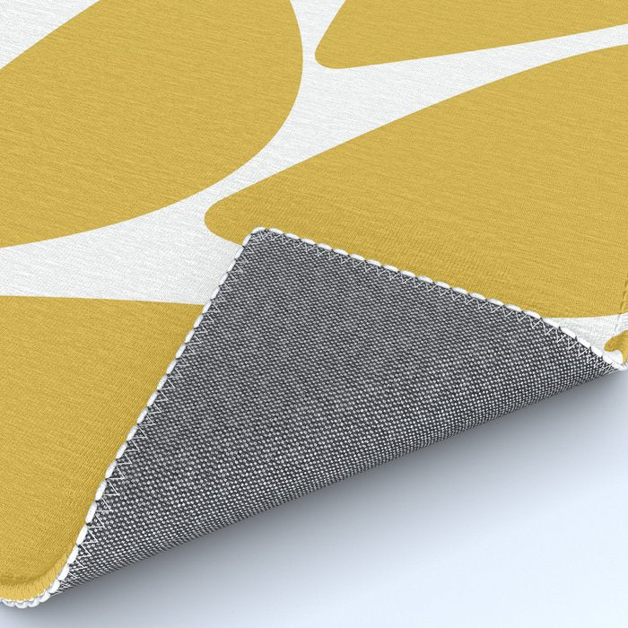 Riverbed Stones Minimalist Abstract Pattern in Light Mustard Yellow and White Rug Gallery Image 4