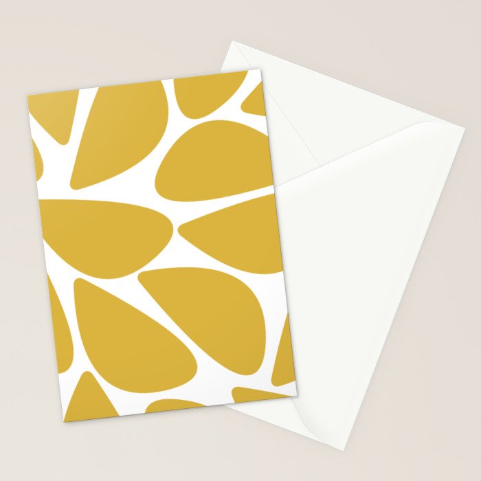 Riverbed Stones Minimalist Abstract Pattern in Light Mustard Yellow and White Stationery Card Gallery Image 2