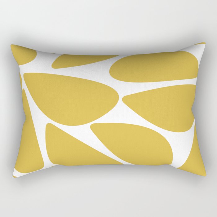 Riverbed Stones Minimalist Abstract Pattern in Light Mustard Yellow and White Rectangular Pillow Gallery Image 1