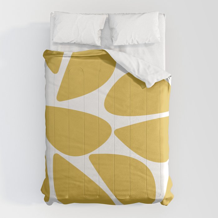 Riverbed Stones Minimalist Abstract Pattern in Light Mustard Yellow and White Comforter Gallery Image 6