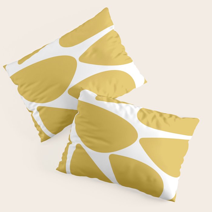 Riverbed Stones Minimalist Abstract Pattern in Light Mustard Yellow and White Pillow Sham Gallery Image 3