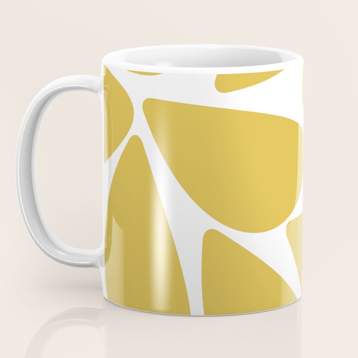 Riverbed Stones Minimalist Abstract Pattern in Light Mustard Yellow and White Coffee Mug Gallery Image 3
