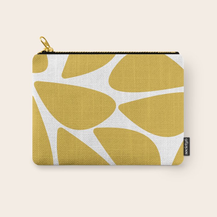 Riverbed Stones Minimalist Abstract Pattern in Light Mustard Yellow and White Carry All Pouch Gallery Image 1