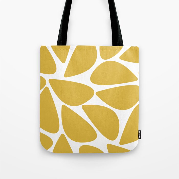 Riverbed Stones Minimalist Abstract Pattern in Light Mustard Yellow and White Tote Bag Gallery Image 1