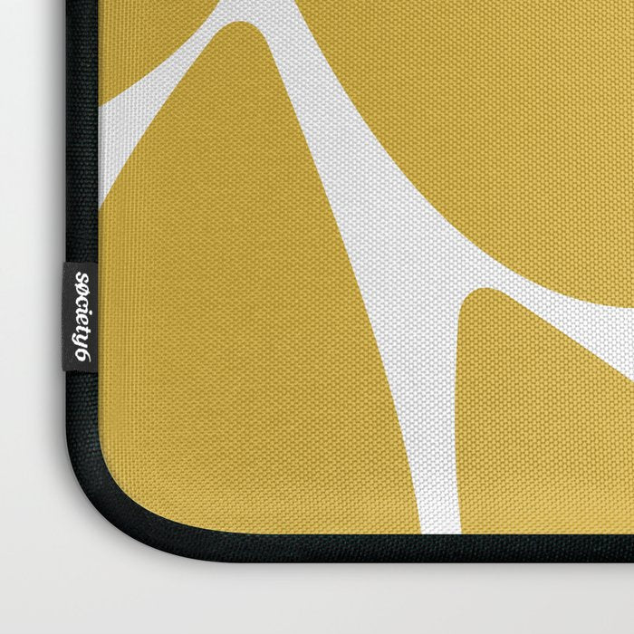 Riverbed Stones Minimalist Abstract Pattern in Light Mustard Yellow and White Laptop Sleeve Gallery Image 3