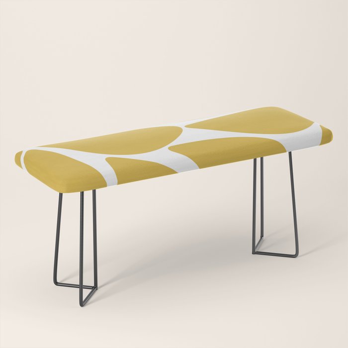 Riverbed Stones Minimalist Abstract Pattern in Light Mustard Yellow and White Bench Gallery Image 1