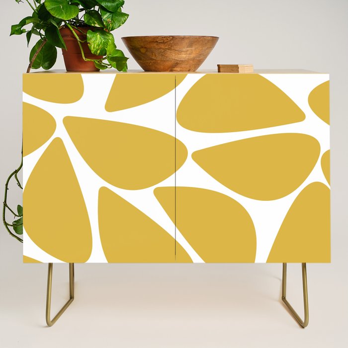 Riverbed Stones Minimalist Abstract Pattern in Light Mustard Yellow and White Credenza Gallery Image 1