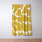 Riverbed Stones Minimalist Abstract Pattern in Light Mustard Yellow and White Window Curtain Gallery Image 3
