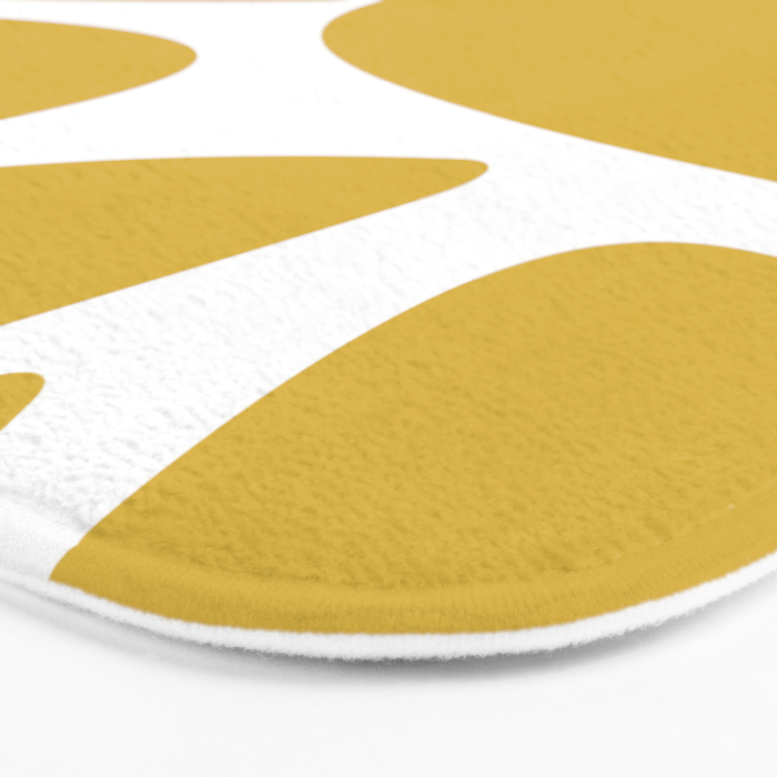 Riverbed Stones Minimalist Abstract Pattern in Light Mustard Yellow and White Bath Mat Gallery Image 3