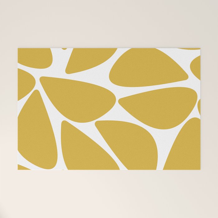 Riverbed Stones Minimalist Abstract Pattern in Light Mustard Yellow and White Welcome Mat Gallery Image 1