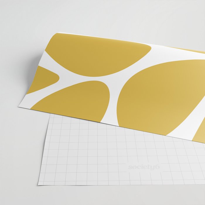Riverbed Stones Minimalist Abstract Pattern in Light Mustard Yellow and White Wrapping Paper Gallery Image 2