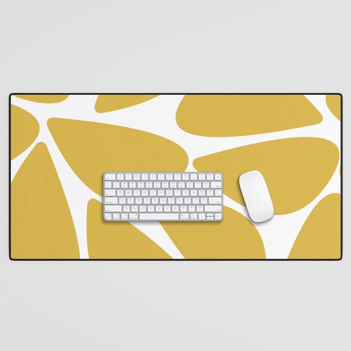 Riverbed Stones Minimalist Abstract Pattern in Light Mustard Yellow and White Desk Mat Gallery Image 1