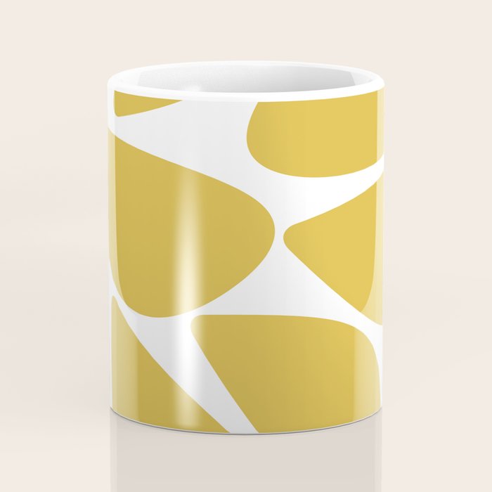Riverbed Stones Minimalist Abstract Pattern in Light Mustard Yellow and White Coffee Mug Gallery Image 4