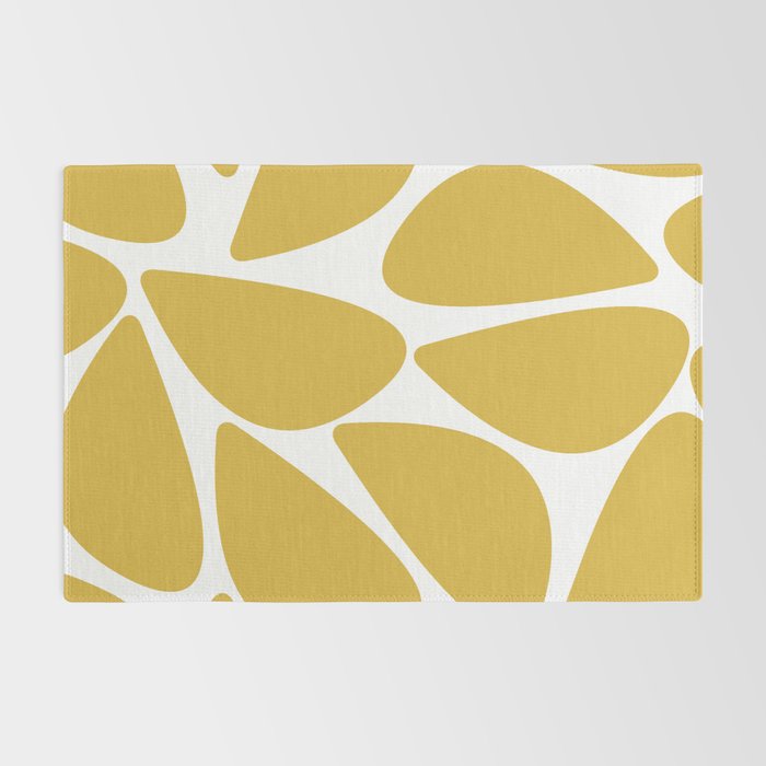 Riverbed Stones Minimalist Abstract Pattern in Light Mustard Yellow and White Rug Gallery Image 2