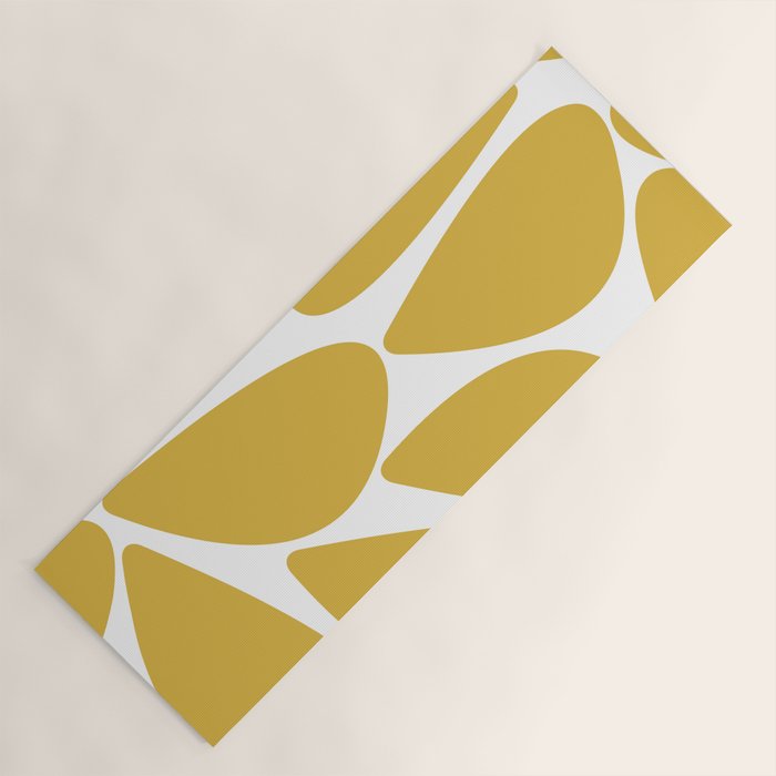 Riverbed Stones Minimalist Abstract Pattern in Light Mustard Yellow and White Yoga Mat Gallery Image 1