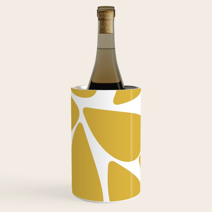 Riverbed Stones Minimalist Abstract Pattern in Light Mustard Yellow and White Wine Chiller Gallery Image 2