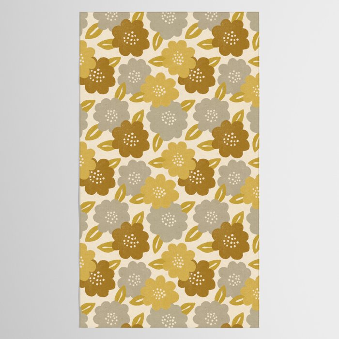 Warm Neutral Floral Pattern Tablecloth Gallery Image 2