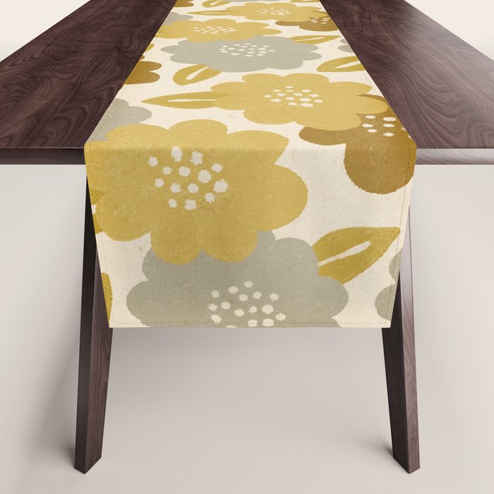 Warm Neutral Floral Pattern Table Runner Gallery Image 1