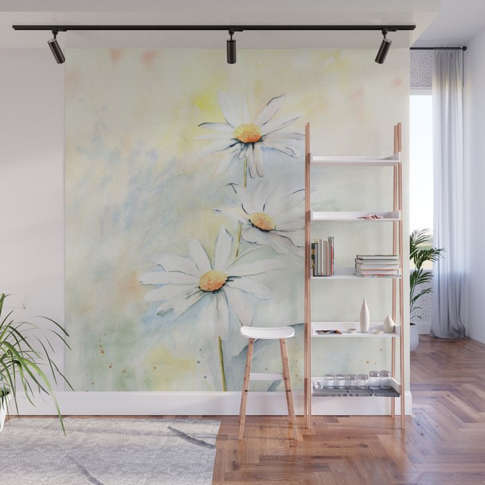 White Daisies Wall Mural Gallery Image 1