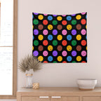 Funny colorful cartoon character face pattern Wall Tapestry Gallery Image 2