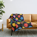 Funny colorful cartoon character face pattern Throw Blanket Gallery Image 1