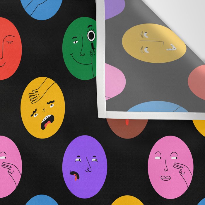 Funny colorful cartoon character face pattern Wall Tapestry Gallery Image 3